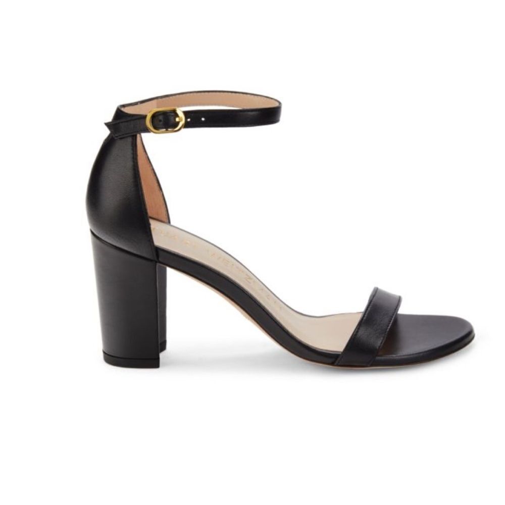 STUART WEITZMAN
Nearlynude Leather Ankle Strap Sandals Size 11 in Black